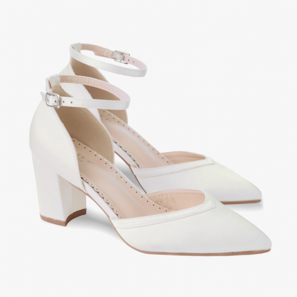 Kailee P Satin Block Heels | Sally Style | Size 10 | Ivory